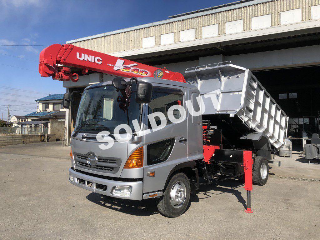 クレーン付き深煽りダンプNo44 ユニック3段クレーン付きダンプ H17日野レンジャー