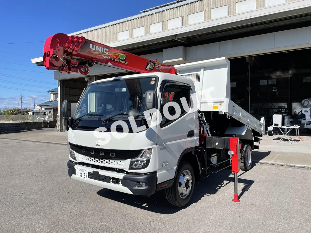 クレーン付ダンプNo47 ユニック4段クレーン付ワイドロングダンプ 登録済み未使用車 新車新品架装!