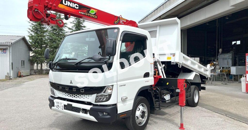 クレーン付ダンプNo54 ユニック4段クレーン付ワイドロングダンプ 登録済み未使用車 新車新品架装!