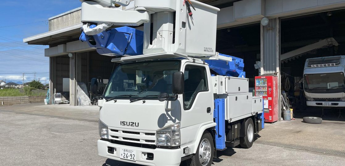 高所作業車 中古No337 アイチコーポレーションSN15B 電工仕様14.6m高所作業車　H25いすゞ サブエンジン付き！