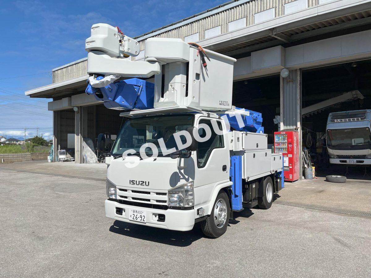 高所作業車 中古No337 アイチコーポレーションSN15B 電工仕様14.6m高所作業車 H25いすゞ サブエンジン付き!