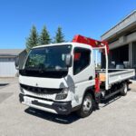 ユニック6段クレーンNo118　新車三菱キャンター全低床ワイド超ロング3t車　ユニック新品架装！